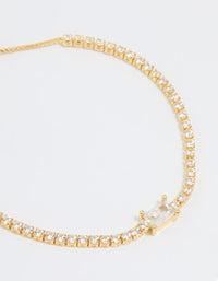 Gold Plated Cubic Zirconia Baguette Toggle Bracelet - link has visual effect only