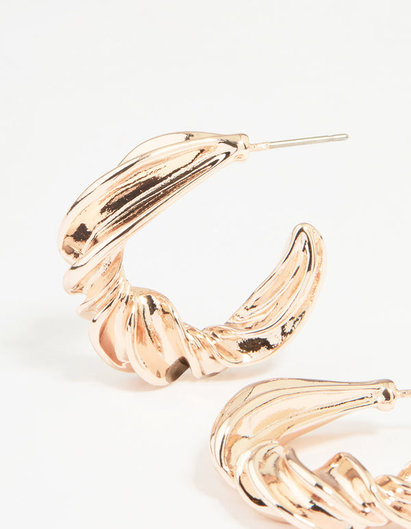 Rose Gold Thick Twisted Hoop Earrings