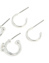 Silver Diamante Star & Smooth Hoop Earrings 3-Pack - link has visual effect only