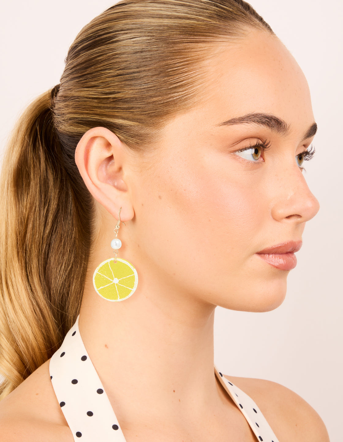 Gold Pearl Lemon Drop Earrings