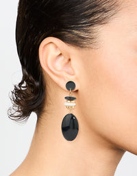 Gold Black Beaded Drop Earrings - link has visual effect only