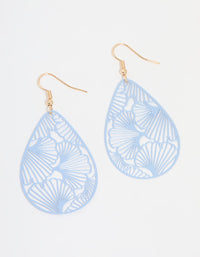 Gold Blue Filigree Pear Drop Earrings - link has visual effect only