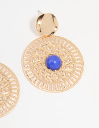 Gold Filigree & Blue Marble Center Drop Earrings - link has visual effect only