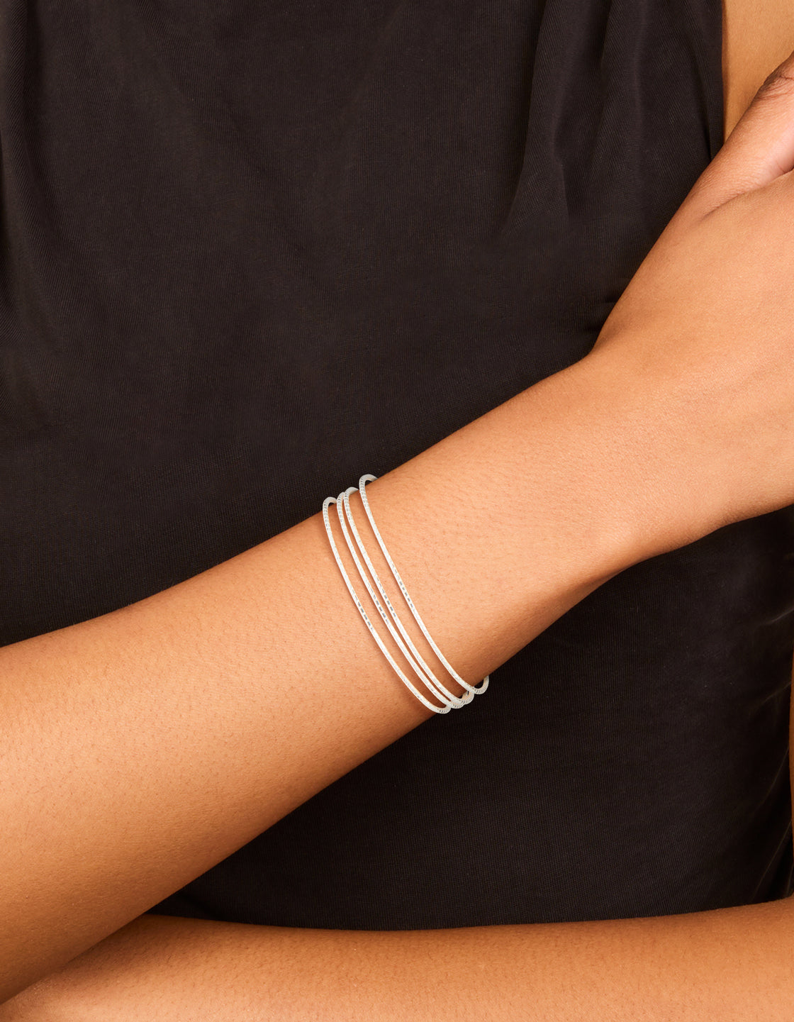 Silver Wire Textured Wire Wrist Cuff
