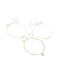 Silver Pearl & Diamante Bracelets 3-Pack - link has visual effect only
