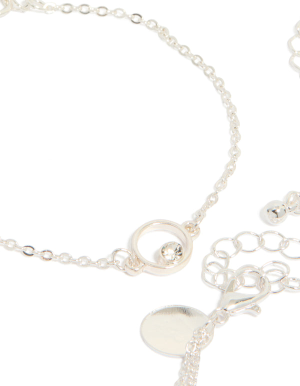Silver Pearl & Diamante Bracelets 3-Pack