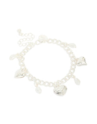 Silver Pearl Heart Charm Bracelet - link has visual effect only