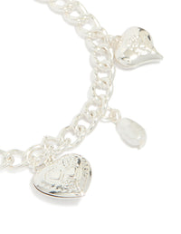 Silver Pearl Heart Charm Bracelet - link has visual effect only