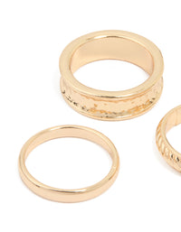 Gold Twisted & Thick Band Rings 3-Pack - link has visual effect only