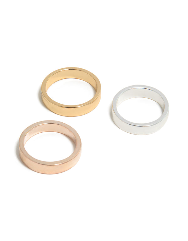 Mixed Metals Smooth Rings 3-Pack
