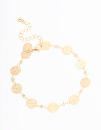 Gold Diamante Laser Cut Coin Anklet - link has visual effect only