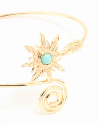 Gold Turquoise Stone Celestial Swirl Arm Cuff - link has visual effect only