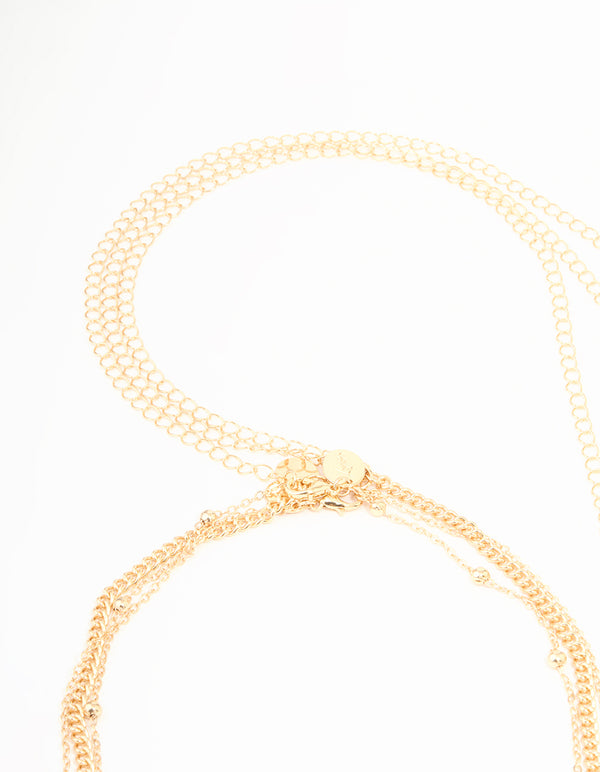 Gold Pearl Ball Layered Waist Chain