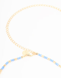 Blue Seed Beaded Waist Chain - link has visual effect only