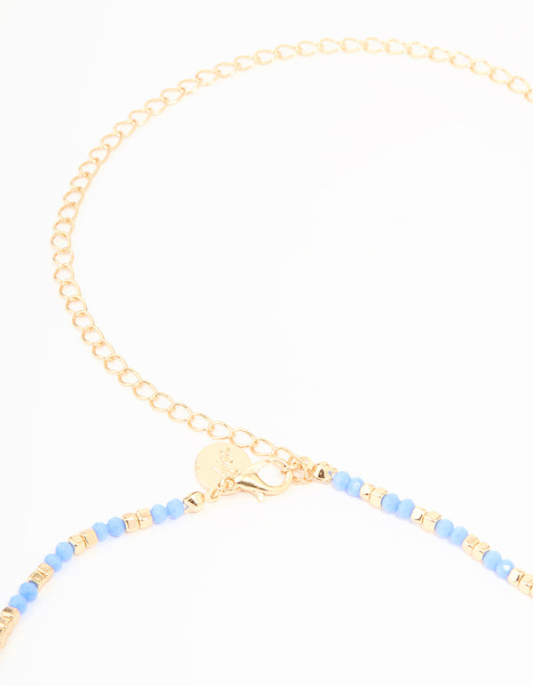 Blue Seed Beaded Waist Chain