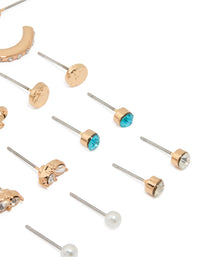 Gold Heart & Bow Stud & Hoop Earrings 12-Pack - link has visual effect only