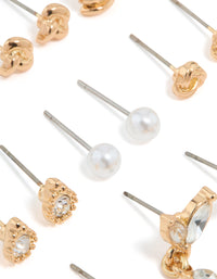 Gold Twisted & Diamante Stud Earrings 12-Pack - link has visual effect only