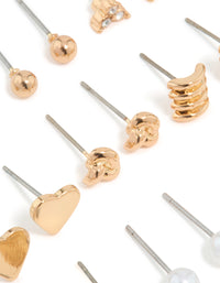 Gold Twisted & Diamante Stud Earrings 12-Pack - link has visual effect only