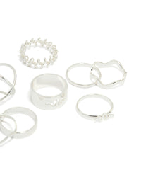 Silver Snake& Wavy Rings 8-Pack - link has visual effect only