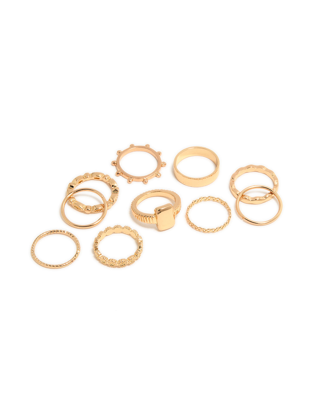 Gold Textured Signet Rings 10-Pack