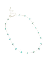Silver Plated Turquoise Semi Precious Stone Station Necklace - link has visual effect only