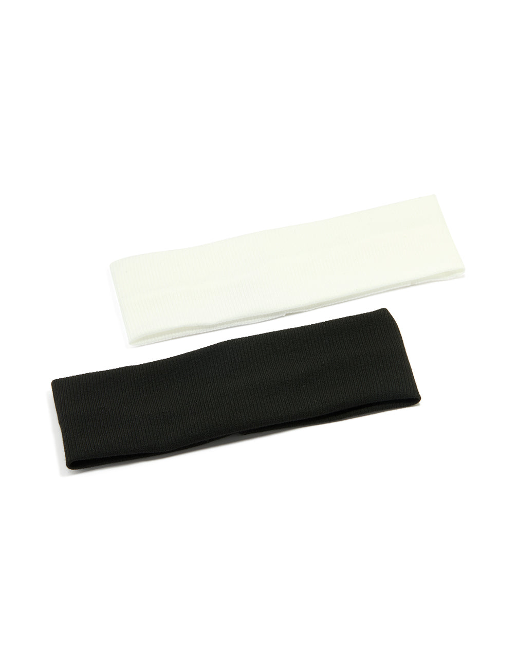 White & Black Ribbed Fabric Stretch Headbands 2-Pack