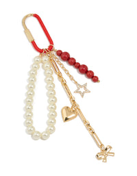 Pearl Beaded Heart & Star Key Chain - link has visual effect only