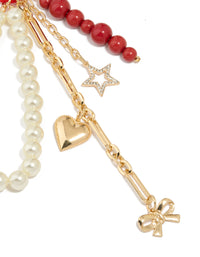 Pearl Beaded Heart & Star Key Chain - link has visual effect only