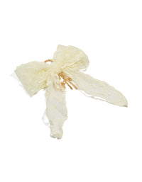 White Fabric Bow Key Chain - link has visual effect only