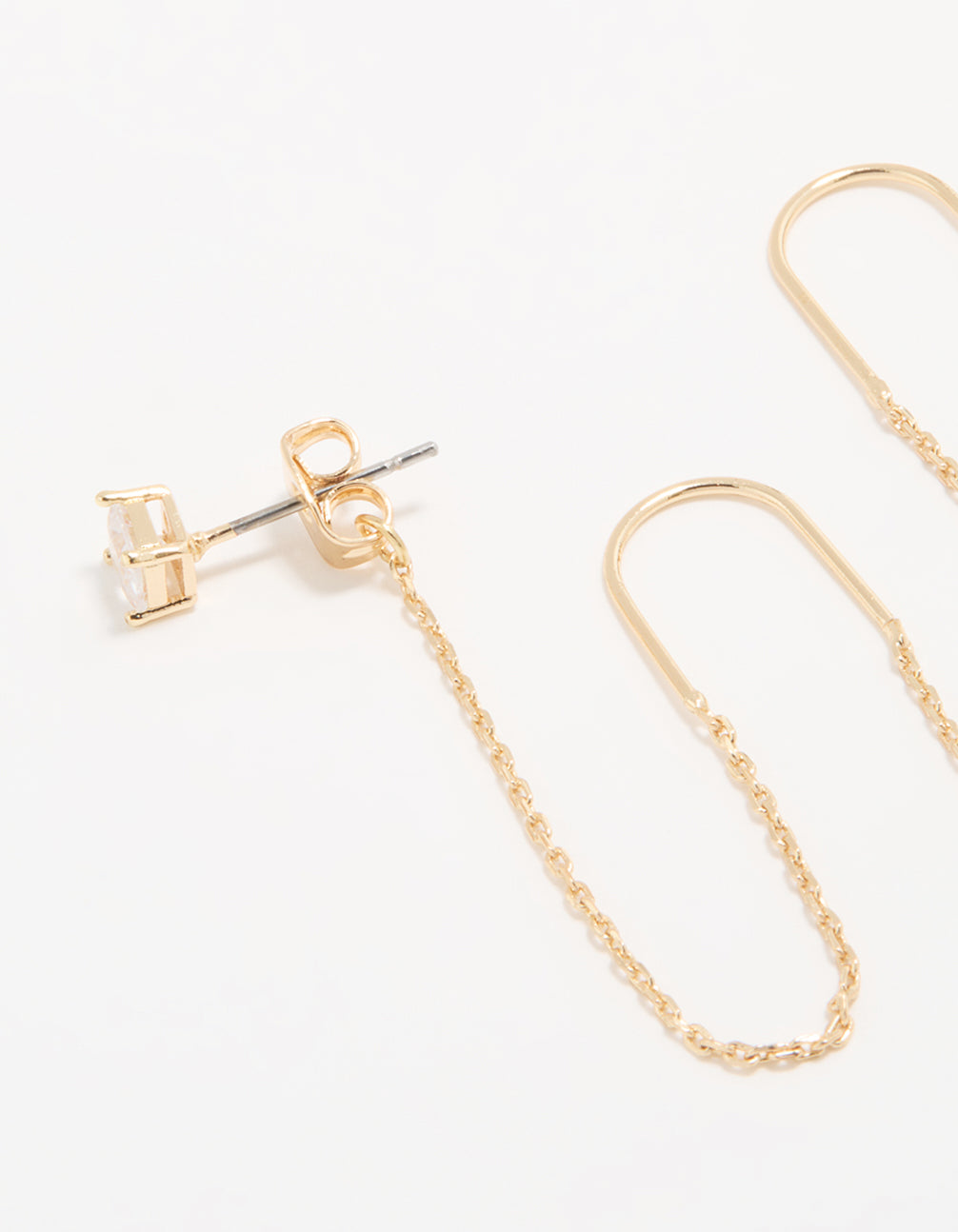 Gold Cubic Zirconia Threader Drop Earrings