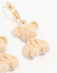 Gold Bear Huggie Drop Earrings - link has visual effect only