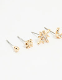 Gold Celestial Stacking Earrings 4-Pack - link has visual effect only