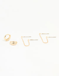Gold Hoop & Loop Chain Earrings 2-Pack - link has visual effect only