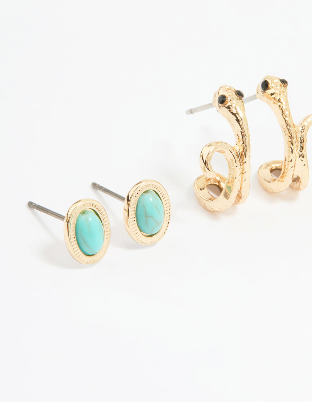 Gold Cross, Dagger & Snake Earrings 6-Pack