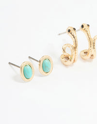 Gold Cross, Dagger & Snake Earrings 6-Pack - link has visual effect only