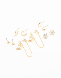 Gold Celestial Stacker Earrings 5-Pack - link has visual effect only