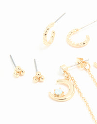 Gold Celestial Stacker Earrings 5-Pack - link has visual effect only
