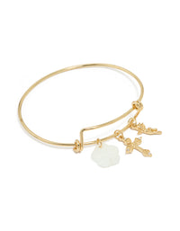 Gold Plated Cross & Flower Bangle - link has visual effect only