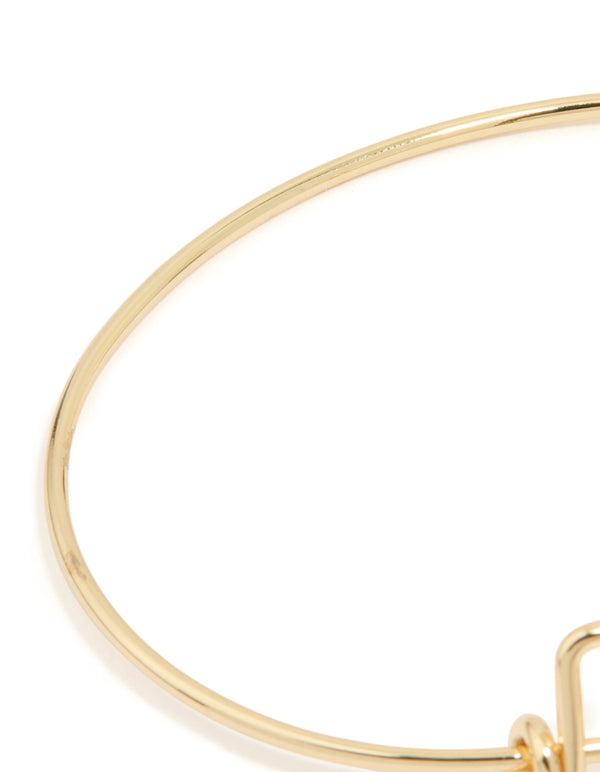 Gold Plated Cross & Flower Bangle