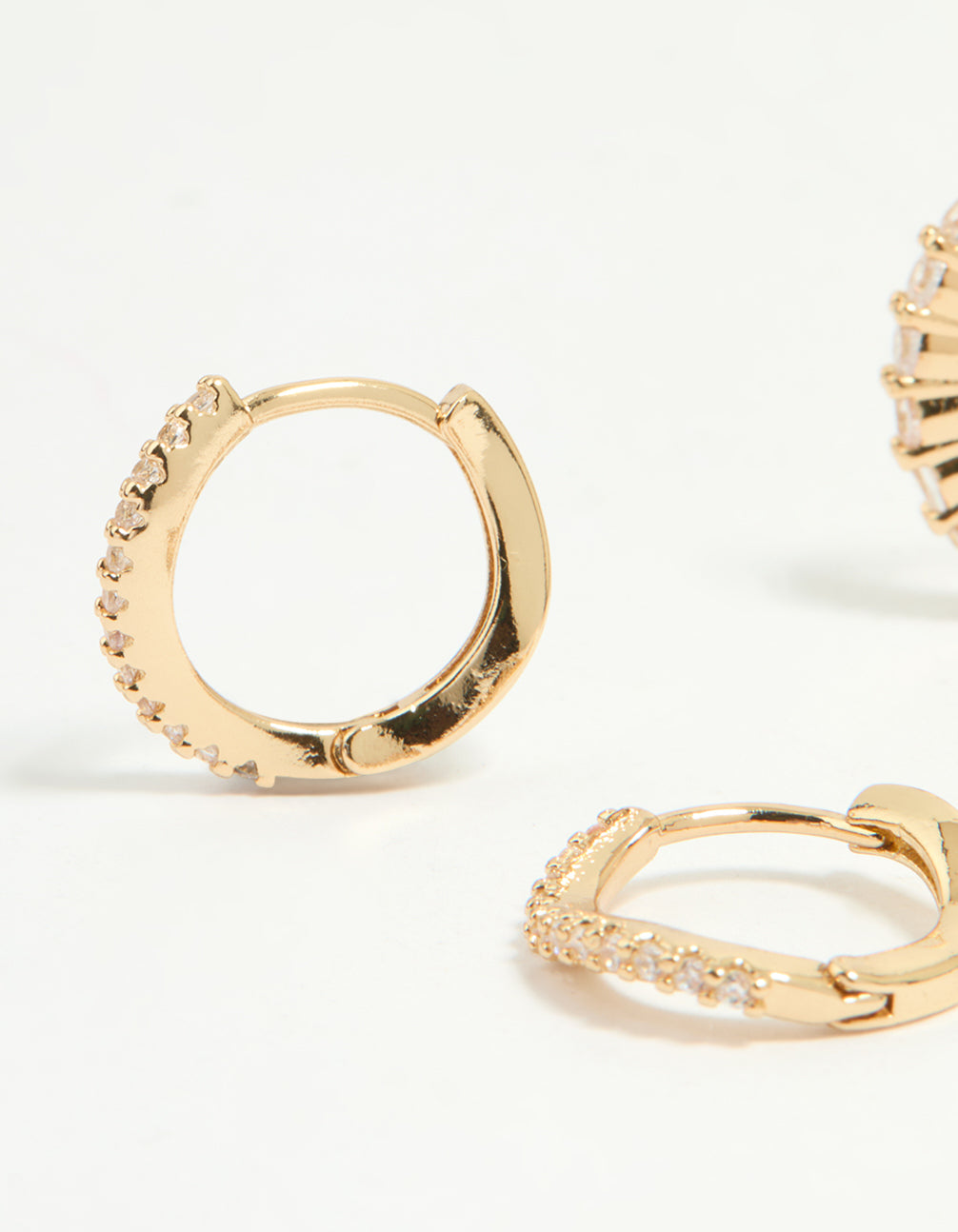 Gold Plated Brass Cubic Zirconia Wavy Earrings 2-Pack