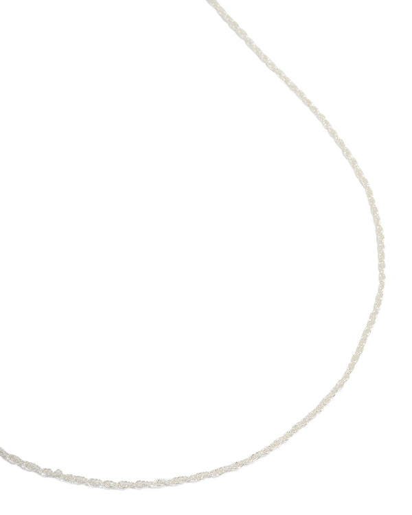 Silver Plated Brass Thin Twisted Chain Necklace