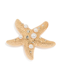 Gold Starfish & Shell Brooch Set - link has visual effect only