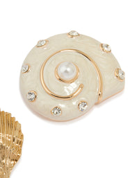 Gold Mixed Metal Shell Brooch Pack - link has visual effect only