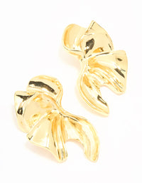 Gold Plated Textured Flower Fan Earrings - link has visual effect only