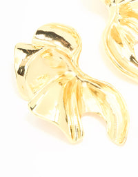 Gold Plated Textured Flower Fan Earrings - link has visual effect only