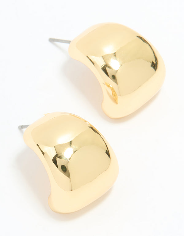Gold Plated Wide Stud Earrings