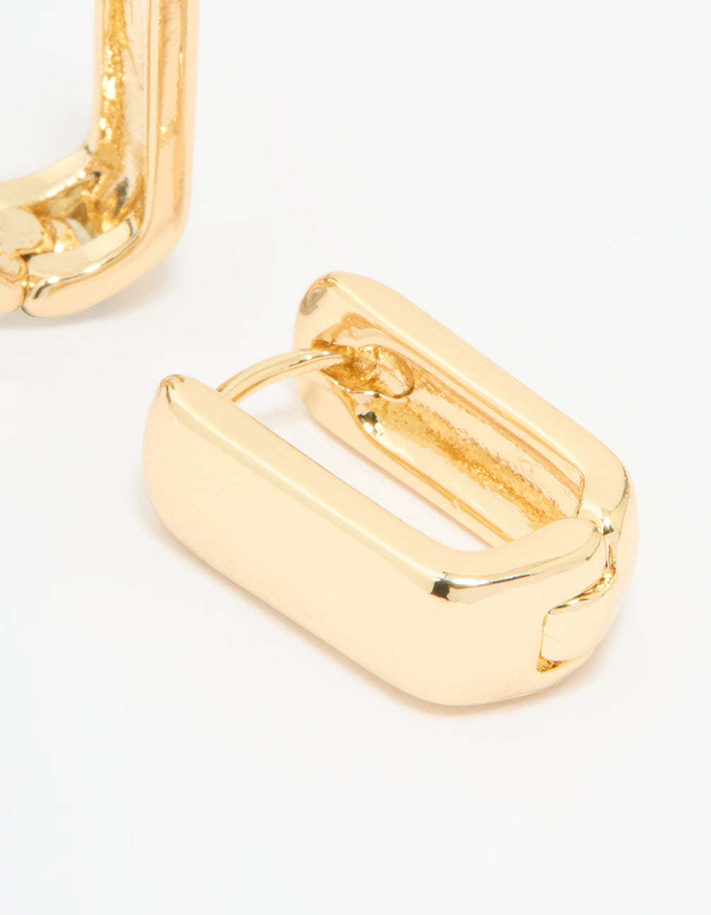 Gold Plated Small Rectangle Huggie Earrings