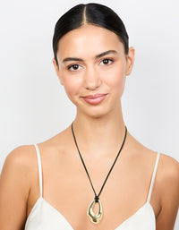 Gold Plated Cord Open Oval Long Necklace - link has visual effect only