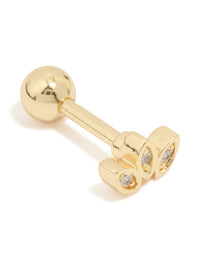 Gold Plated Surgical Steel Cubic Zirconia Leaf Barbell - link has visual effect only