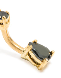 Gold Plated Surgical Steel Black Cubic Zirconia Belly Bar - link has visual effect only